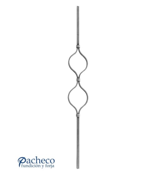 Balaustre Forjado Doble Óvalo Central Cuadrado 12 mm