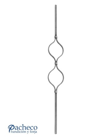 Balaustre Forjado Doble Óvalo Central Cuadrado 12 mm