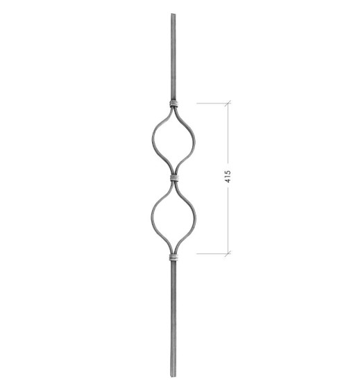 Balaustre Forjado Doble Óvalo Central Cuadrado 12 mm