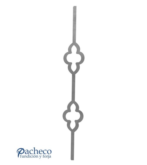 Balaustre Forjado Trébol Cuatro Hojas Doble Cuadrado 14-16 mm