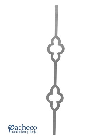 Balaustre Forjado Trébol Cuatro Hojas Doble Cuadrado 14-16 mm