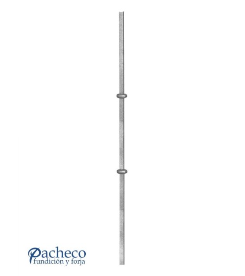 Balaustre Forjado Adorno Central Doble Anillo Cuadrado 16 mm