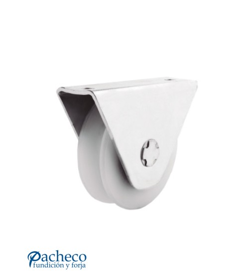 Polea de nylon canal "V" 20 mm con caja para puerta corredera