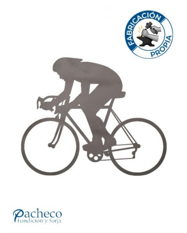 Silueta Ciclista en Chapa de Hierro para Decoración