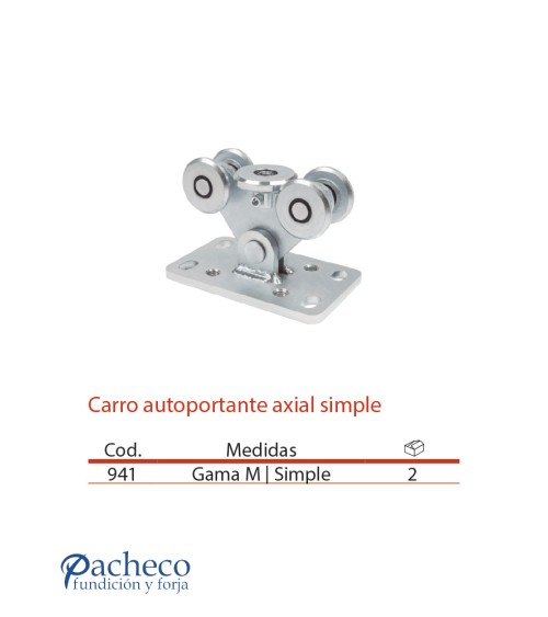 Carro autoportante axial simple U-60 para puerta autoportante