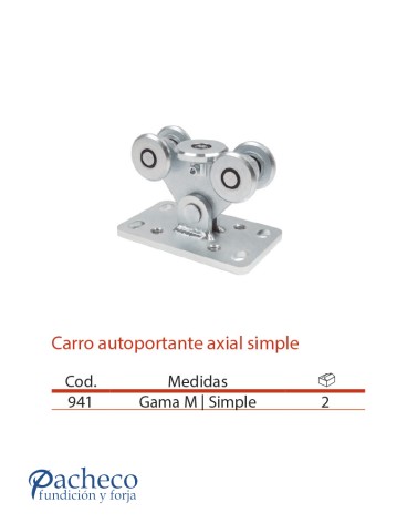 Carro autoportante axial simple U-60 para puerta autoportante