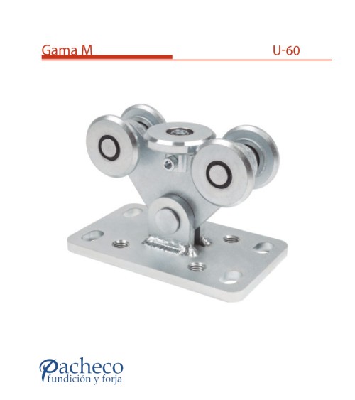 Carro autoportante axial simple U-60 para puerta autoportante