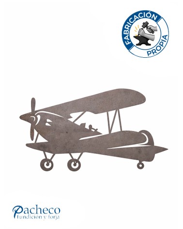 Silueta Biplano en Chapa de Hierro para Decoración