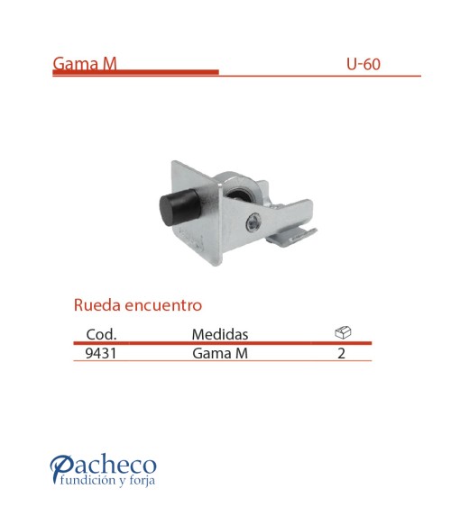 Rueda encuentro U-60 para puerta autoportante