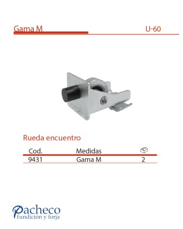 Rueda encuentro U-60 para puerta autoportante