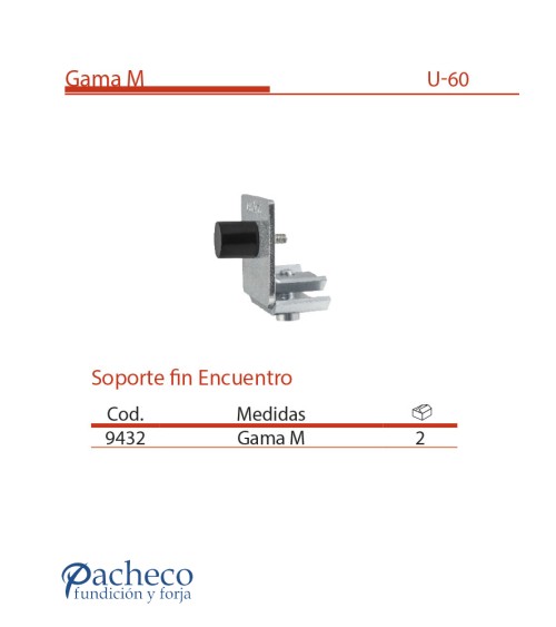 Soporte fin Encuentro U-60 para puerta autoportante