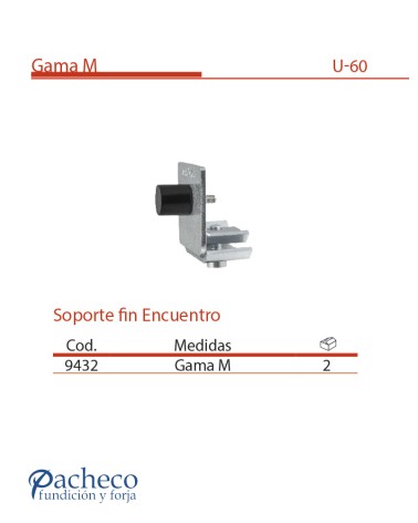 Soporte fin Encuentro U-60 para puerta autoportante