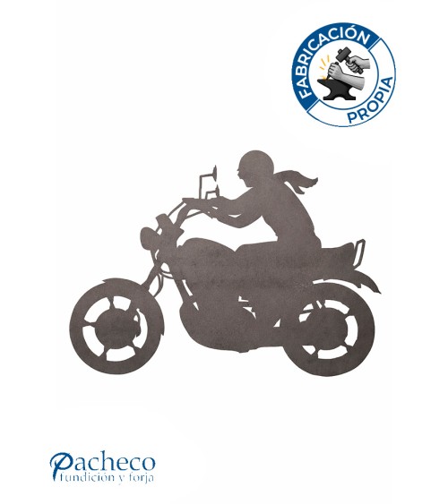 Silueta Motorista en Chapa de Hierro para Decoración