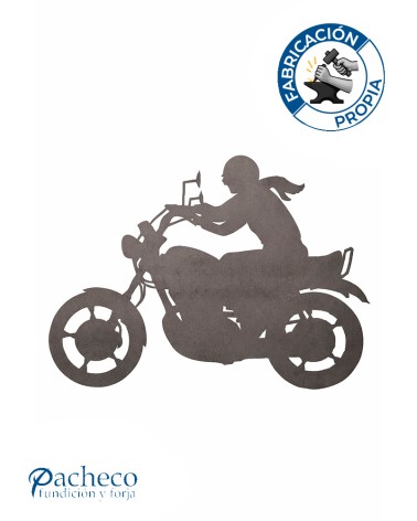 Silueta Motorista en Chapa de Hierro para Decoración