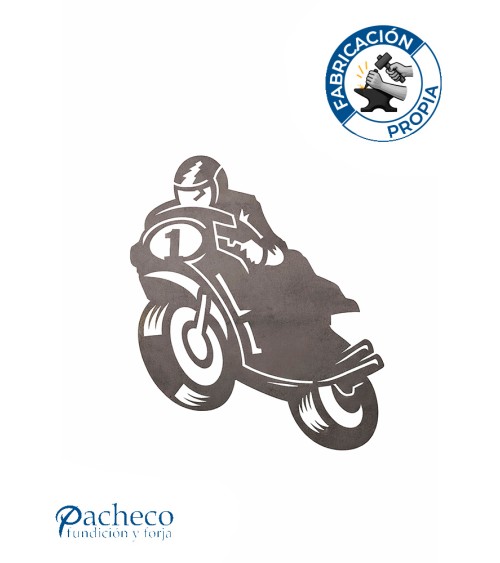 Silueta Motociclismo en Chapa de Hierro para Decoración