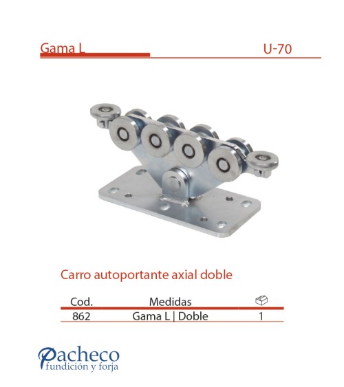 Carro autoportante axil doble para puerta autoportante
