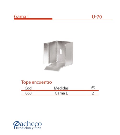 Tope encuentro U-70 para puerta autoportante