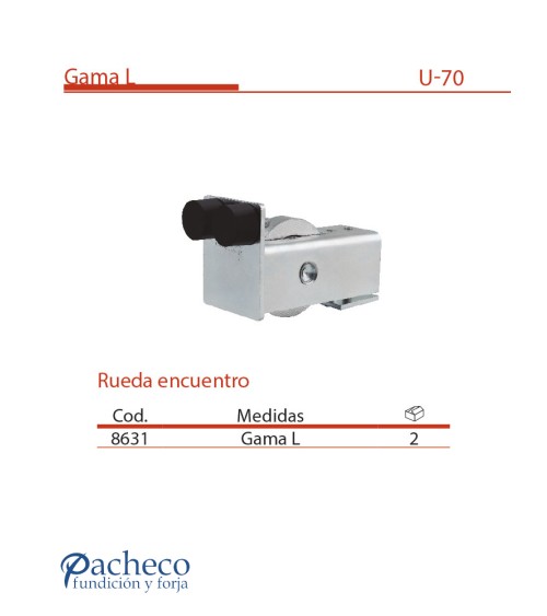 Rueda encuentro U-70 para puerta autoportante