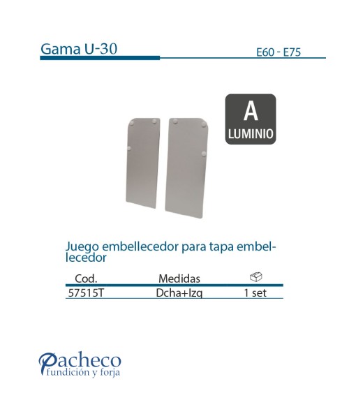 Juego embellecedor para tapa embellecedor para puerta corredera colganda