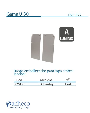 Juego embellecedor para tapa embellecedor para puerta corredera colganda