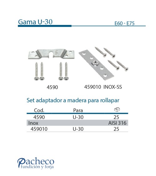 Set adaptador a madera para rollapar para puerta corredera colgada