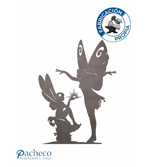 Silueta Hadas en Chapa de Hierro para Decoración