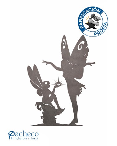 Silueta Hadas en Chapa de Hierro para Decoración