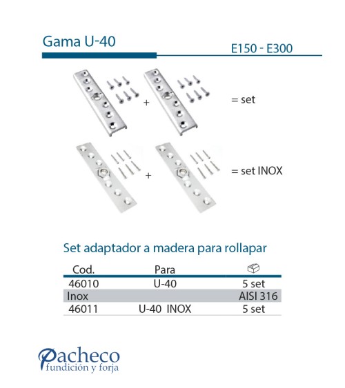 Set adaptador madera para rollapar para puerta corredera colgada