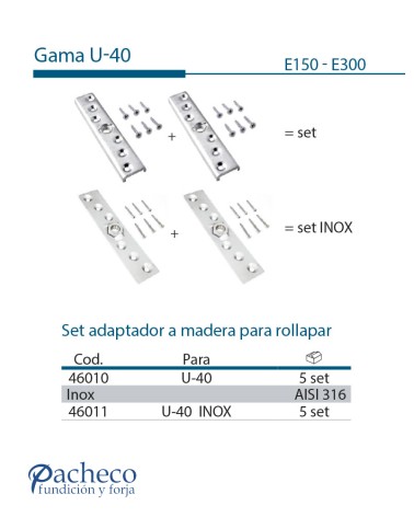 Set adaptador madera para rollapar para puerta corredera colgada