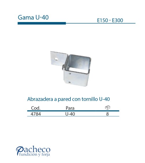 Abrazadera a pared con tornillo U-40 para puerta corredera colgada