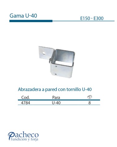 Abrazadera a pared con tornillo U-40 para puerta corredera colgada