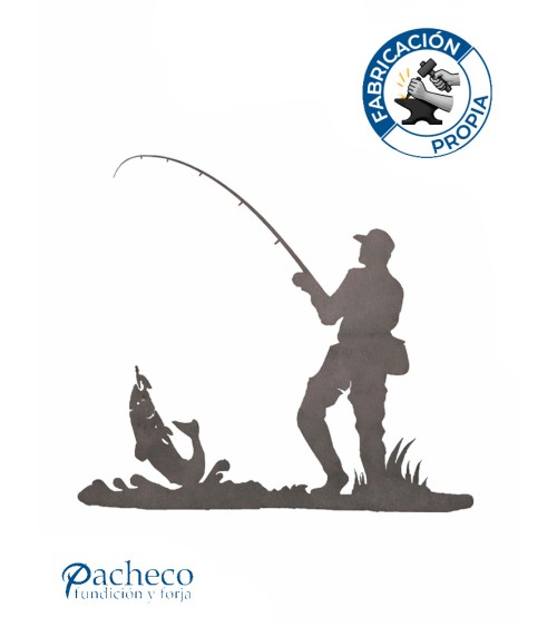 Silueta Pescador  en Chapa de Hierro para Decoración
