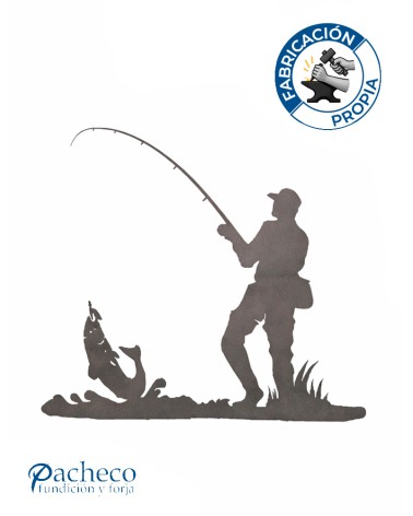 Silueta Pescador  en Chapa de Hierro para Decoración