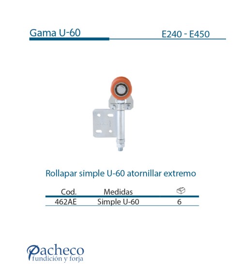 Rollapar simple U-60 atornillar extremo para puerta corredera colgada