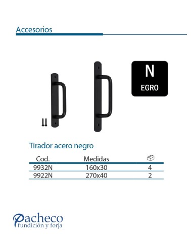 Tirador acero negro para puerta corredera colgada