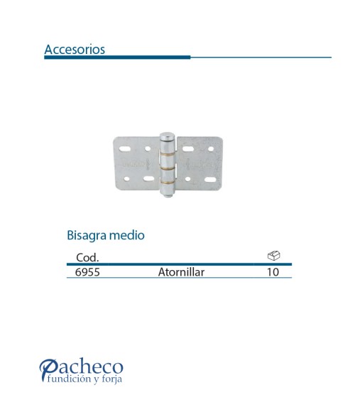 Bisagra medio para puerta corredera colgada