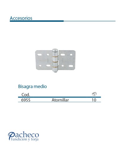 Bisagra medio para puerta corredera colgada