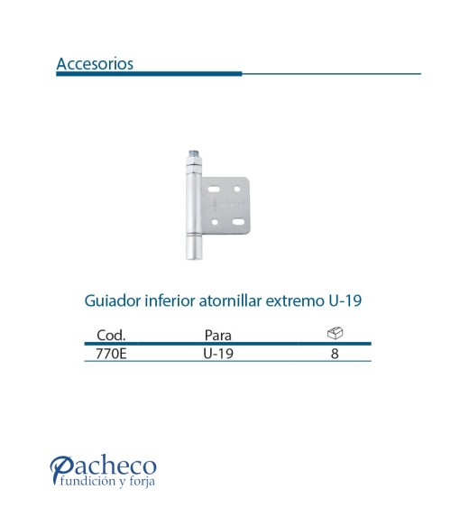 Guiador inferior atornillar extremo U-19 para puerta corredera colgada