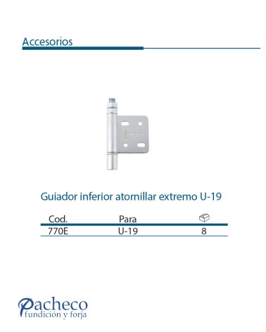 Guiador inferior atornillar extremo U-19 para puerta corredera colgada