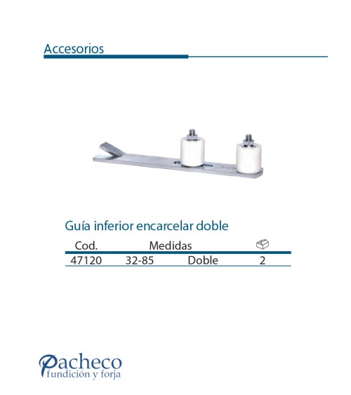 Guía inferior encarcelar doble para puerta corredera colgada