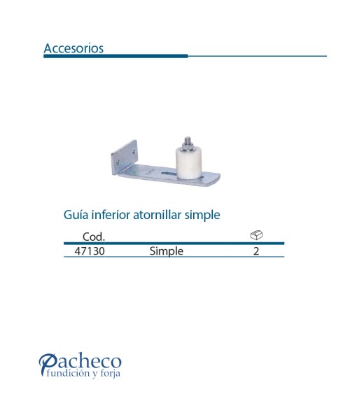 Guía inferior atornillar simple para puerta corredera colgada