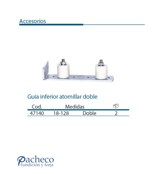 Guía inferior atornillar doble para puerta corredera colgada