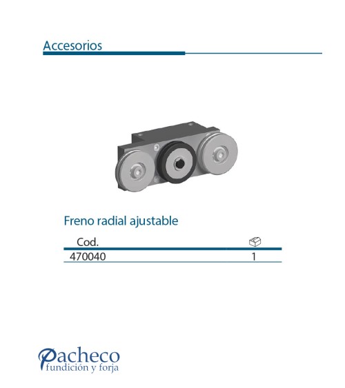 Freno radial ajustable para puerta corredera colgada