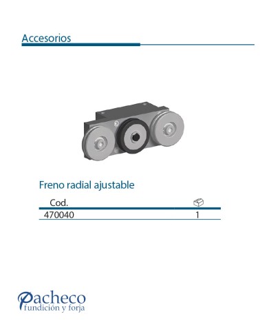 Freno radial ajustable para puerta corredera colgada