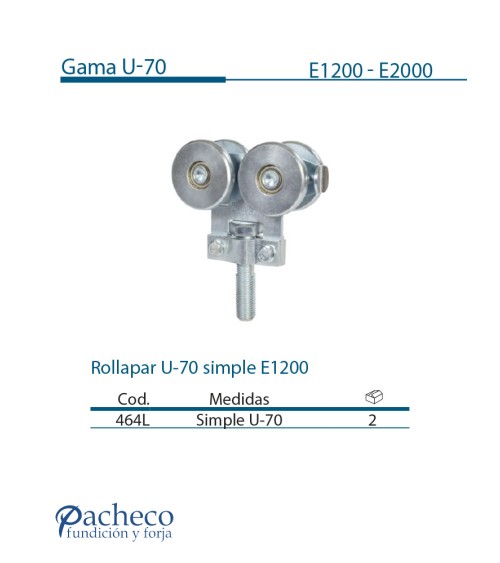 Rollapar U-70 simple E1200 para puerta corredera colgada