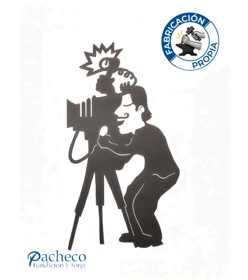 Silueta Fotógrafo  en Chapa de Hierro para Decoración