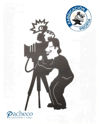 Silueta Fotógrafo  en Chapa de Hierro para Decoración