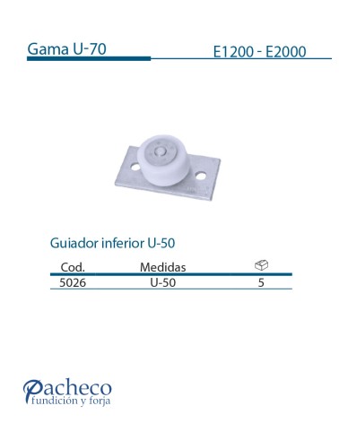 Guiador inferior U-70 para puerta corredera colgada