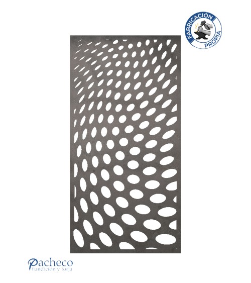 Panel decorativo de hierro diseño óvalos deformados estilo Pop Art para cerramientos modernos