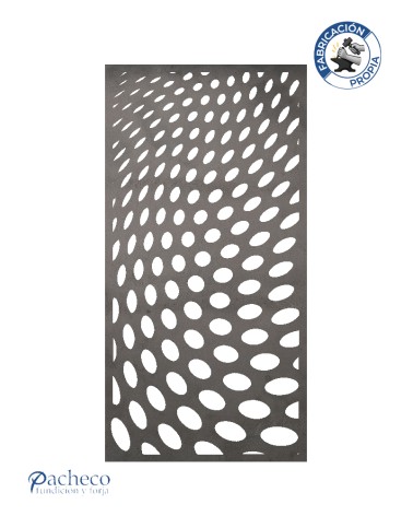 Panel decorativo de hierro diseño óvalos deformados estilo Pop Art para cerramientos modernos